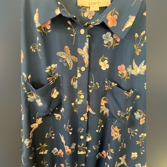 Loft Blue Floral Blouse - Picture 4 of 5